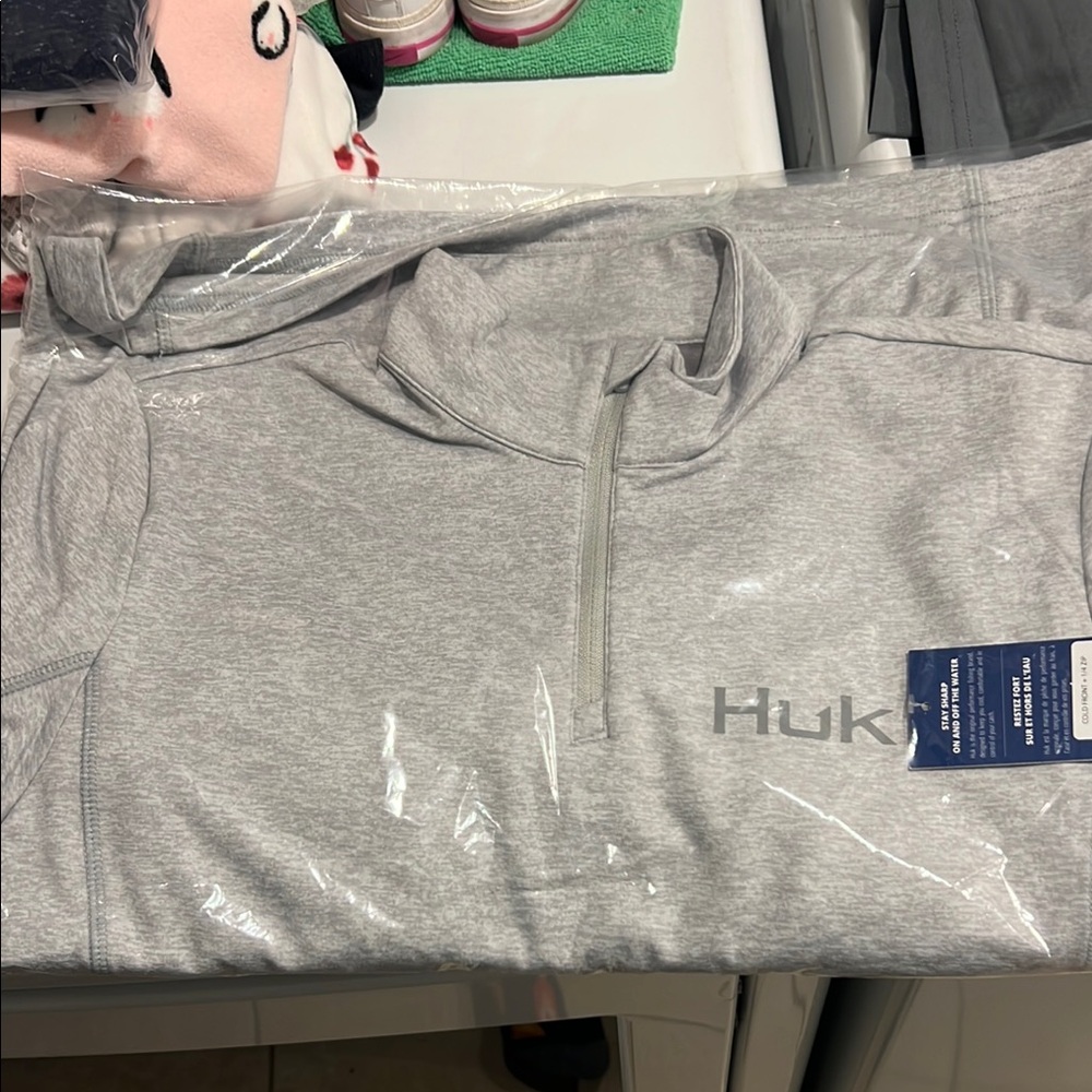 Huk Cold Front 1/4 Zip Gray Zip Up Sweater